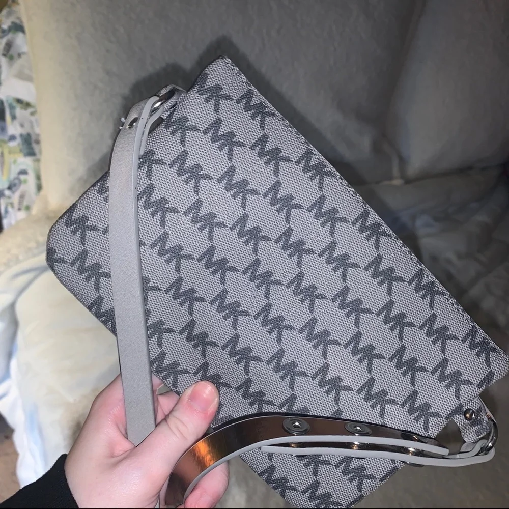Gray MIchael kors pull chain belt bag